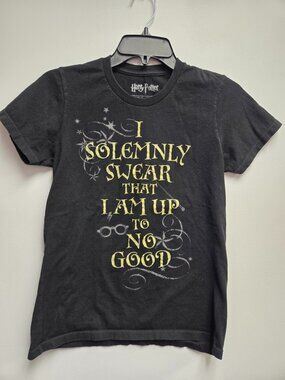 Harry Potter I Solemnly Swear Kids Medium T-Shirt Black Marauders Map M